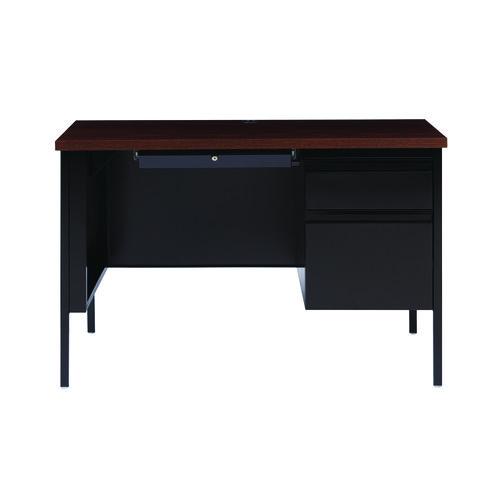 Single Pedestal Steel Desk, 45" x 24" x 29.5", Mocha/Black, Black Legs