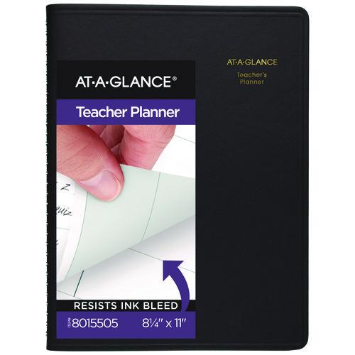 Undated Teacher's Planner, Weekly, Two-Page Spread (nine Classes), 10.88 X 8.25, Black Cover