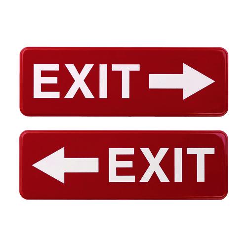 Emergency Exit Indoor/Outdoor Wall Sign, 9 x 3, Red Face, White Graphics, 2/Pack