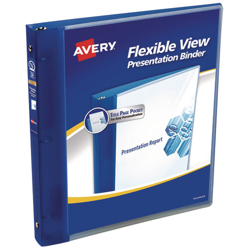 Flexible View Binder With Round Rings, 3 Rings, 0.5" Capacity, 11 X 8.5, Blue