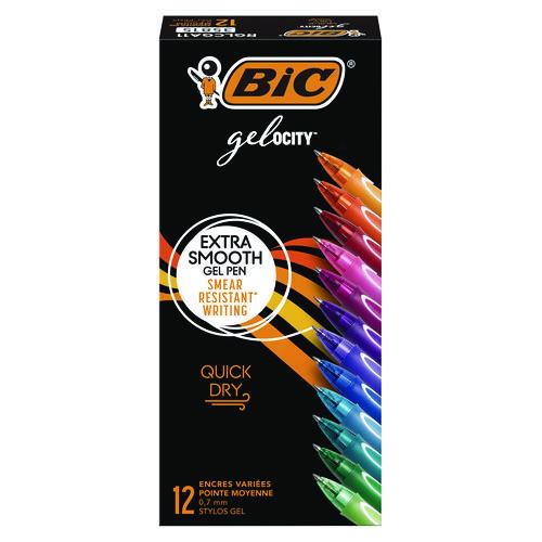 Gel-ocity Quick Dry Gel Pen, Retractable, Fine 0.7 mm, Assorted Ink and Barrel Colors, Dozen