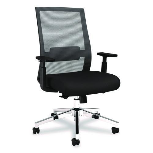 Alera Ashdale Ergonomic Fabric Swivel Task Chair, Supports 275 lb, 18.15 to 21.89 Seat Height, Black Seat/Back, Silver Base