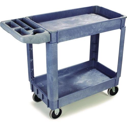 Two-Shelf Utility Cart, Plastic, 2 Shelves, 500 lb Capacity, 17.25" x 40" x 33.5", Gray