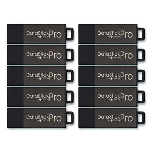 DataStick Pro USB 2.0 Type A Flash Drive, 16 GB, Gray, 10/Pack