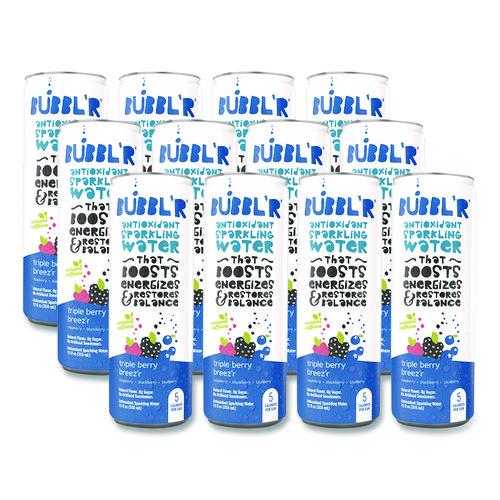 Antioxidant Sparkling Water, Triple Berry Breez'r, 12 oz Can, 12 Cans/Carton
