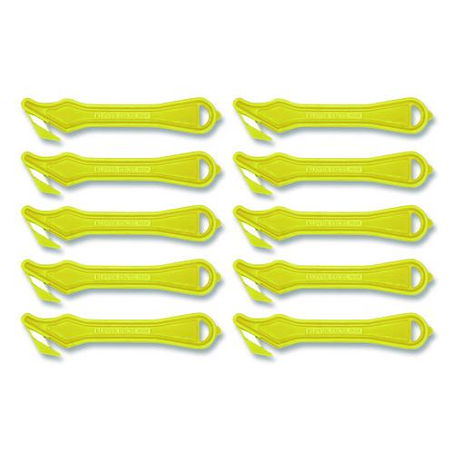 Excel Plus Safety Cutter, 7" Plastic Handle, Yellow, 10/Pack