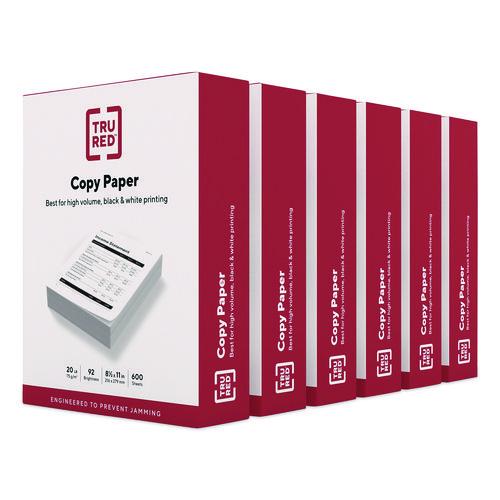 Copy Paper, 92 Bright, 20 lb Bond Weight, 8.5 x 11, 600 Sheets/Ream, 6 Reams/Carton