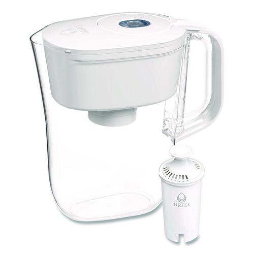 Small 6-Cup Water Filter Pitcher with 1 Standard Filter, Denali, White, 2/Carton