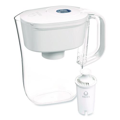 Small 6-Cup Water Filter Pitcher with 1 Standard Filter, Denali, White