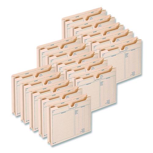 Pre-Printed Heavy-Duty Reinforced File Pocket, 2" Expansion, Letter Size, Manila, 15/Pack