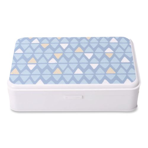 Pencil Case, Triangle Pattern, 2 Compartments, 5" x 8.75" x 2.75", Blue/White