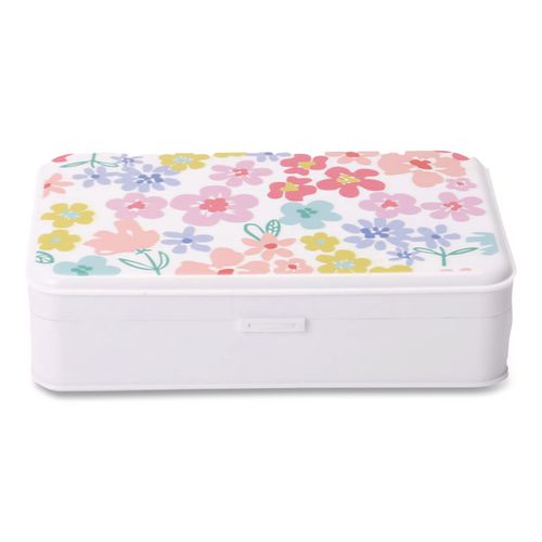 Pencil Case, Floral Pattern, 2 Compartments, 5" x 8.75" x 2.75", Pink/Yellow/Green