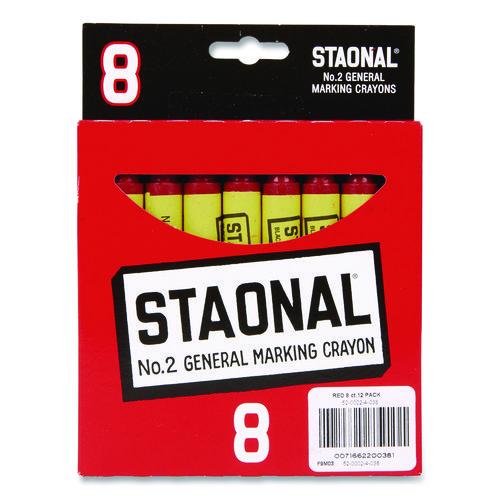 Staonal Marking Crayons, Red, 8/Box