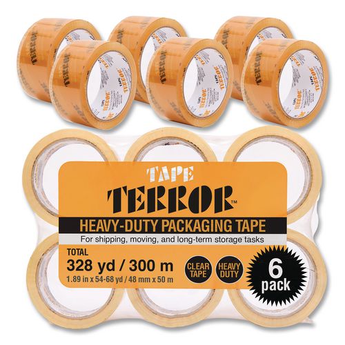 Heavy-Duty Packaging Tape, 3" Core, 1.88" x 54.6 yds, Clear, 6/Pack
