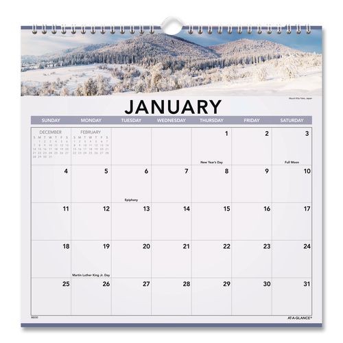 Landscape Monthly Wall Calendar, Landscapes Photography, 12 x 12, White/Multicolor Sheets, 12-Month (Jan to Dec): 2025