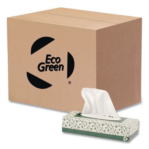 Recycled 2-Ply Facial Tissue, White, 150 Sheets/Box, 20 Boxes/Carton