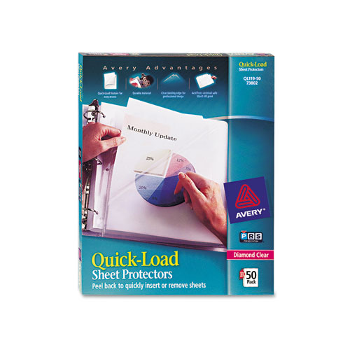 Quick-Load Heavyweight Sheet Protector, Side: 3-Hole Punched, Top/Side Load 8.5 x 11 Insert, Diamond Clear Front, 50/Box