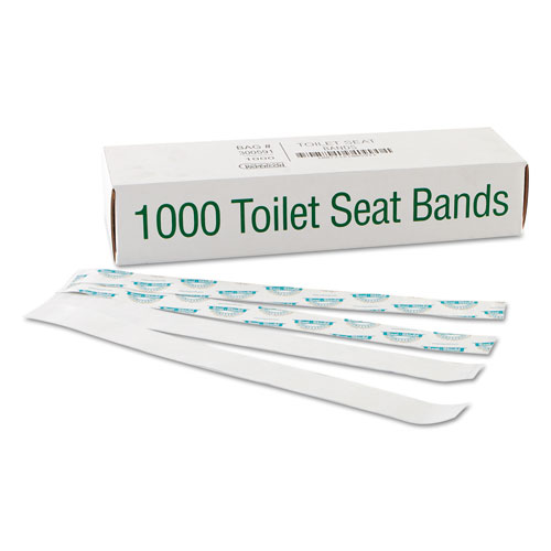Sani/Shield Printed Toilet Seat Band, 16 x 1.5, Blue/White, 1,000/Carton
