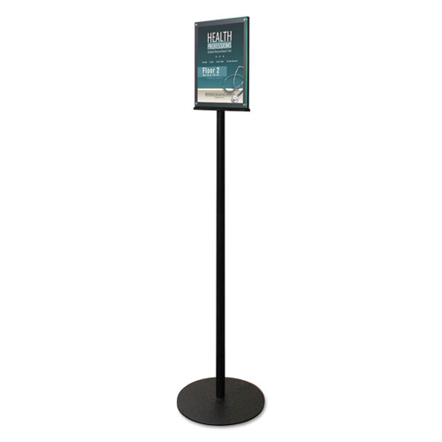 Double-Sided Magnetic Sign Display, 8.5 x 11 Insert, 56" Tall, Clear/Black