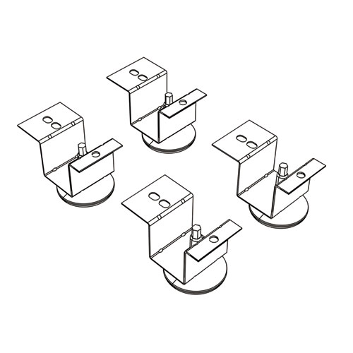 Brigade Pedestal Adjustable Glides, Rigid Mount Plate, 2" x 2" Glide, Black, 4/Set