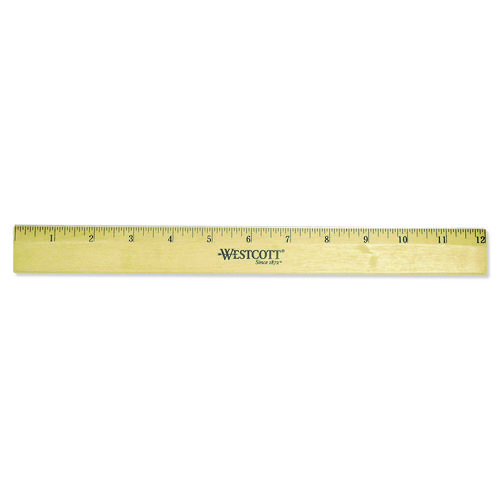 Wood Ruler With Single Metal Edge, Standard, 12" Long