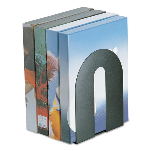 Heavy Duty Bookends, Nonskid Base, 8 x 8 x 10, Steel, Black, Pair