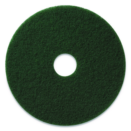 Scrubbing Pads, 14" Diameter, Green, 5/Carton