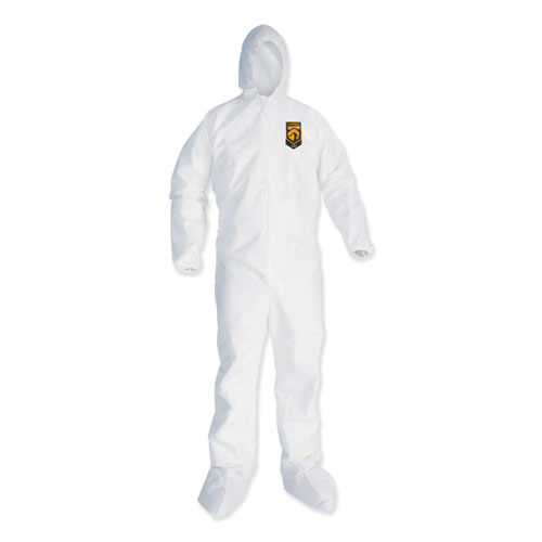 A35 Liquid And Particle Protection Coveralls, Zipper Front, Hooded, Elastic Wrists And Ankles, 2x-Large, White, 25/carton