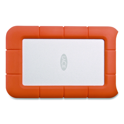 Rugged Portable External Hard Drive, 2 Tb, Usb-C, Orange/silver
