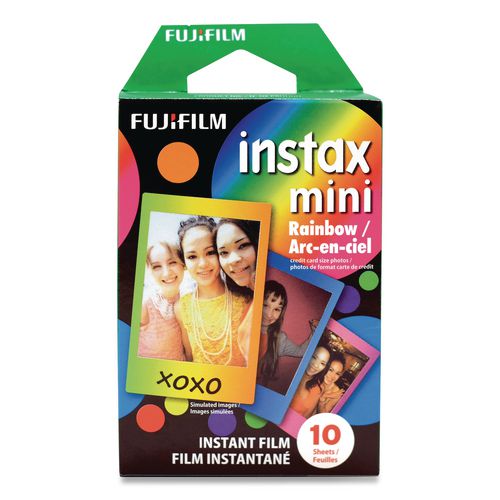 Instax Mini Rainbow Instant Film, 800 Asa, Color, 10 Sheets