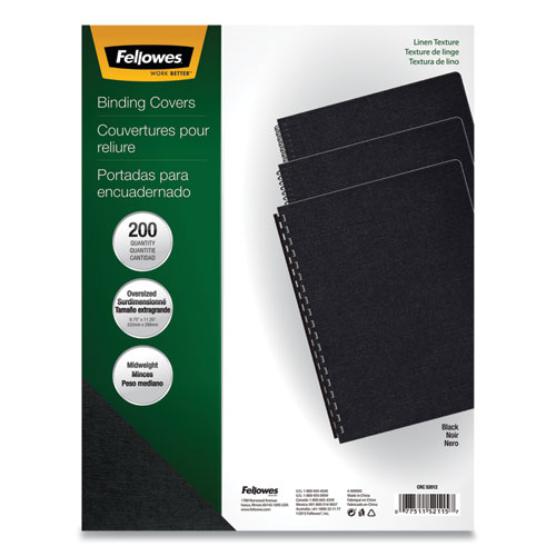 Expressions Linen Texture Presentation Covers for Binding Systems, Paper, Round Corners, 11.25 x 8.75, Black, 200/Pack