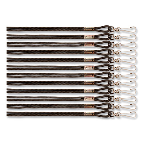 Lanyard, Metal J-Hook Fastener, 20" Long, Black, 12/Pack