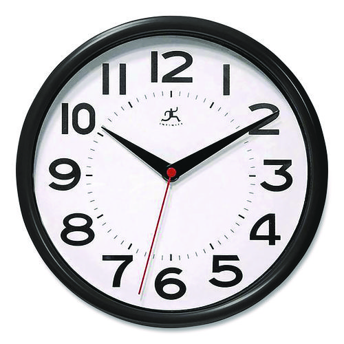 Metro Wall Clock, 9" Diameter, Black Case, 1 Aa (sold Separately)