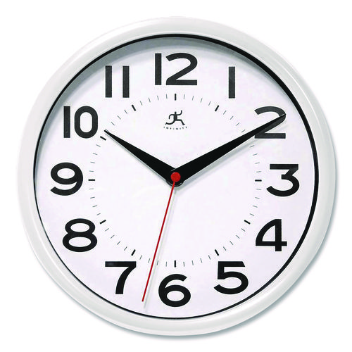 Metro Wall Clock, 9" Diameter, White Case, 1 Aa (sold Separately)