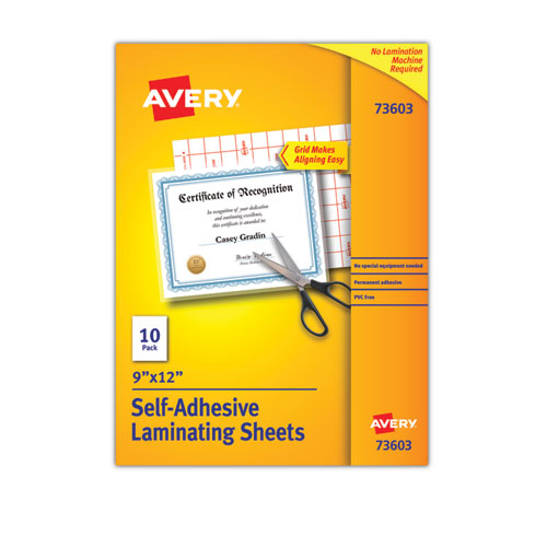 Clear Self-Adhesive Laminating Sheets, 3 Mil, 9" X 12", Matte Clear, 10/pack