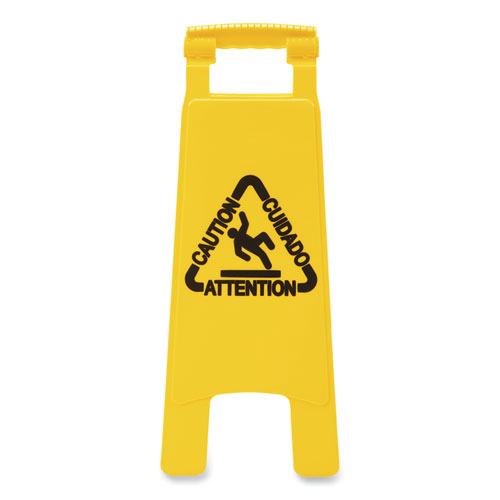 Site Safety Wet Floor Caution Sign, 2-Sided, 10 x 2 x 26, Yellow