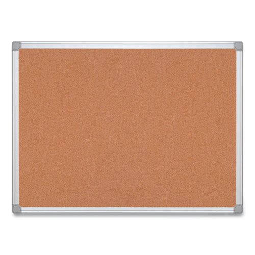 Earth Cork Board, 36" x 24", Tan Surface, Satin Aluminum Frame