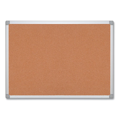 Earth Cork Board, 48" x 36", Tan Surface, Satin Aluminum Frame