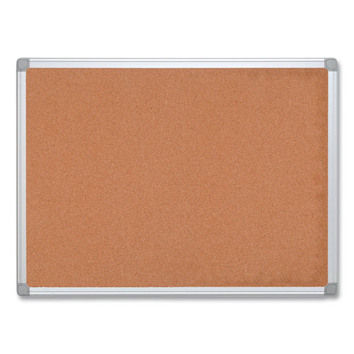 Earth Cork Board, 24" x 18", Tan Surface, Satin Aluminum Frame