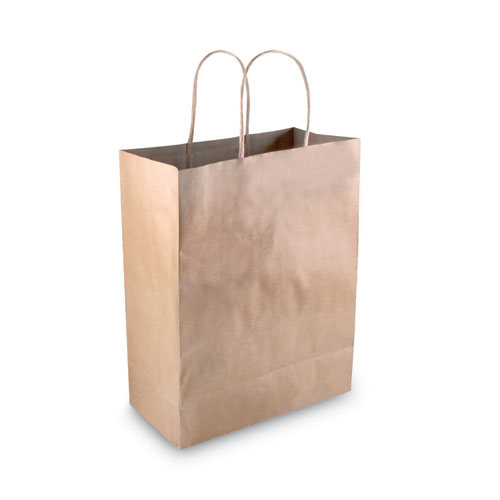 Premium Shopping Bag, Rope Handles, 8" x 4" x 10.25", Kraft, 50/Box