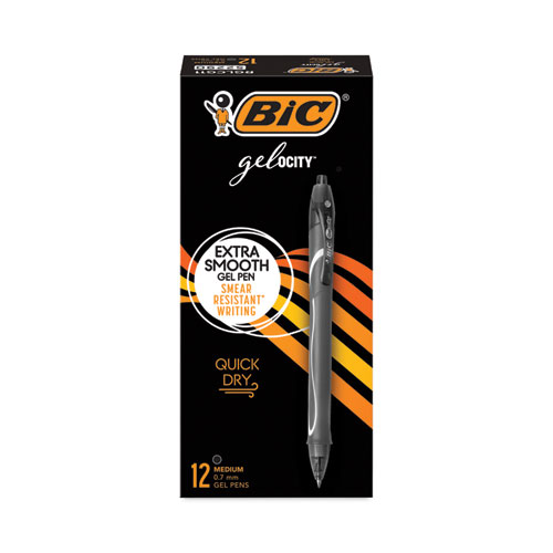 Gel-Ocity Quick Dry Gel Pen, Retractable, Medium 0.7 Mm, Black Ink, Black Barrel, Dozen