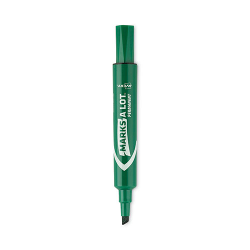Marks A Lot Large Desk-Style Permanent Marker, Broad Chisel Tip, Green, Dozen (8885)