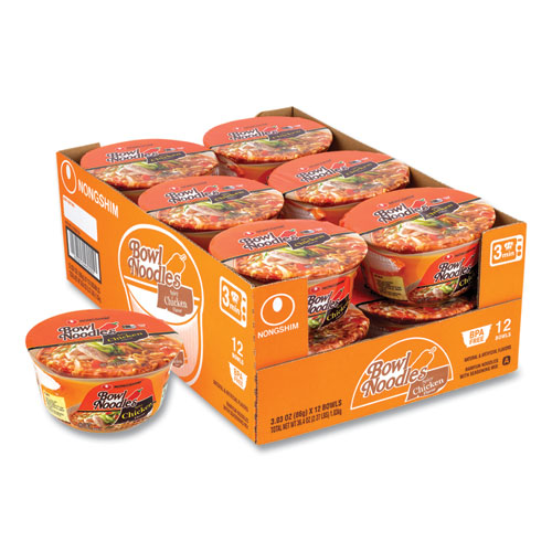 Spicy Chicken Bowl Noodle Soup, Chicken, 3.03 oz Cup, 12/Carton