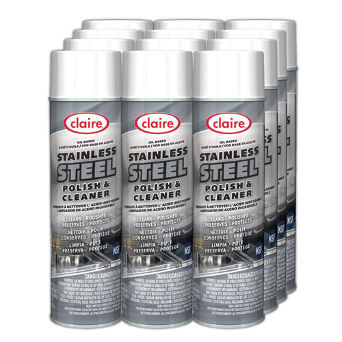Stainless Steel Polish and Cleaner, Lemon Scent, 15 oz Aerosol Spray