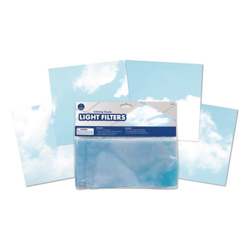 Light Filters, Rectangular, Calming Clouds, 4 ft x 2 ft, Blue/White, 4 Filters