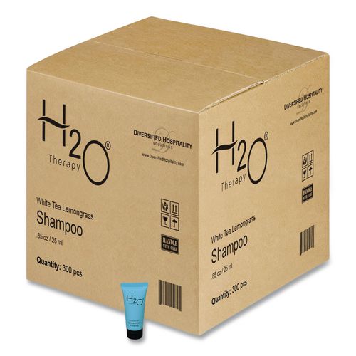 H2O Therapy Shampoo Single Use, White Tea and Lemongrass, 0.85 oz Tube, 300/Carton