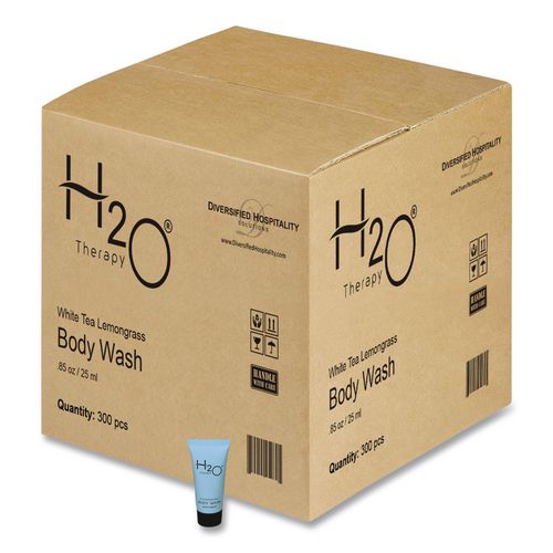H2O Therapy Body Wash Single Use, White Tea and Lemongrass, 0.85 oz, 300/Carton
