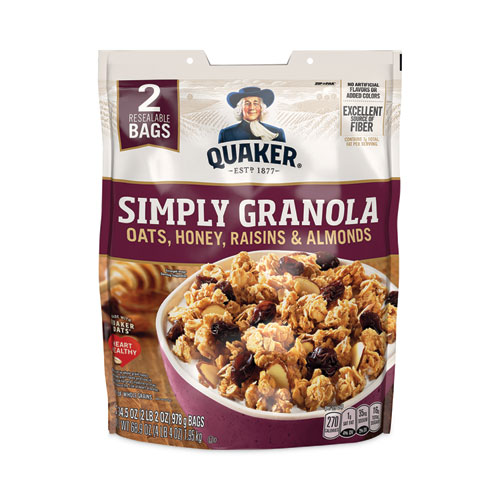Simply Granola, Oats, Honey, Raisins and Almonds, 34.5 oz Bag, 2 Bags/Pack