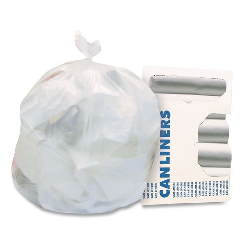 High-Density Waste Can Liners, 10 gal, 8 mic, 24 x 24, Natural, 1,000/Carton