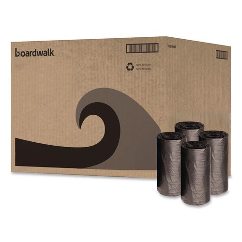 Low-Density Waste Can Liners, 4 gal, 0.35 mil, 17" x 17", Black, Perforated Roll, 50 Bags/Roll, 20 Rolls/Carton